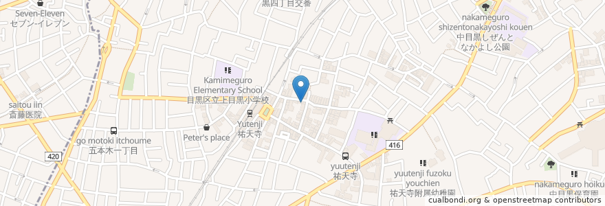 Mapa de ubicacion de ごっつい 祐天寺 en 日本, 东京都/東京都, 目黒区.