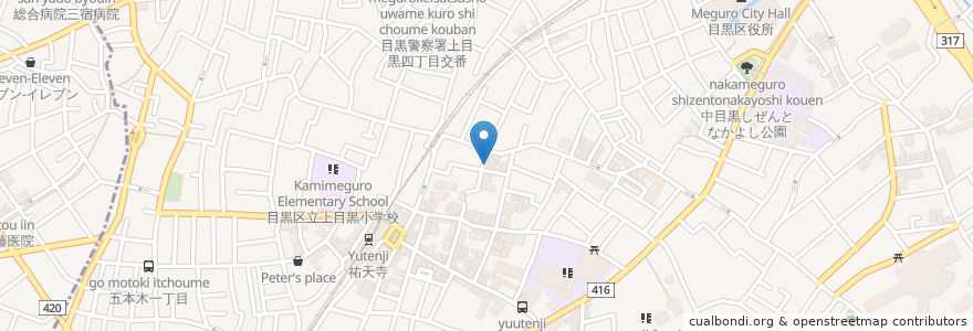 Mapa de ubicacion de 祐天寺ダイナー en Japão, Tóquio, 目黒区.