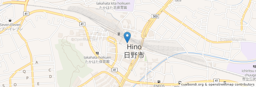 Mapa de ubicacion de すし三崎丸 en Japan, Tokio, 日野市.
