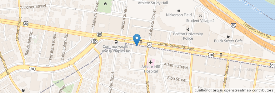 Mapa de ubicacion de Angora en 미국, 매사추세츠, Suffolk County, Boston.