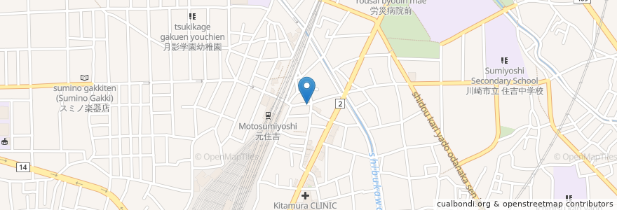 Mapa de ubicacion de 串かつ どでんがな en ژاپن, 神奈川県, 川崎市, 中原区.