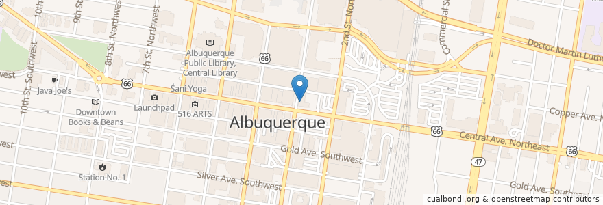 Mapa de ubicacion de Sunrise Bank en الولايات المتّحدة الأمريكيّة, نيومكسيكو, Bernalillo County, ألباكركي.