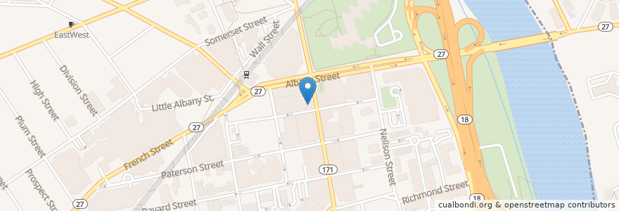 Mapa de ubicacion de Chase Bank en 美利坚合众国/美利堅合眾國, 新泽西州 / 新澤西州 / 紐澤西州, Middlesex County, New Brunswick.