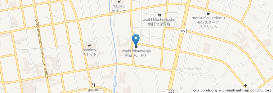 Mapa de ubicacion de 朝日 氷川神社 en ژاپن, 埼玉県, 川口市.