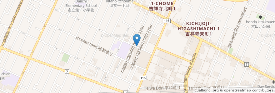 Mapa de ubicacion de 春木屋 en Japan, Tokio, 武蔵野市.