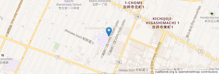 Mapa de ubicacion de ナポリ en 일본, 도쿄도, 武蔵野市.