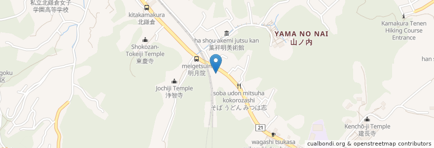 Mapa de ubicacion de 烏森稲荷社 en Japão, 神奈川県, 鎌倉市.