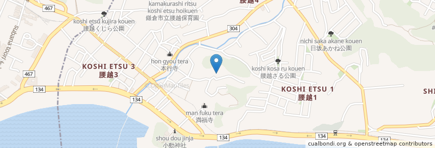 Mapa de ubicacion de 東漸寺 en Japão, 神奈川県, 鎌倉市.
