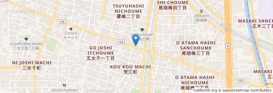 Mapa de ubicacion de 八幡本通唯然寺前 en 일본, 아이치현, 나고야 시, 中川区.