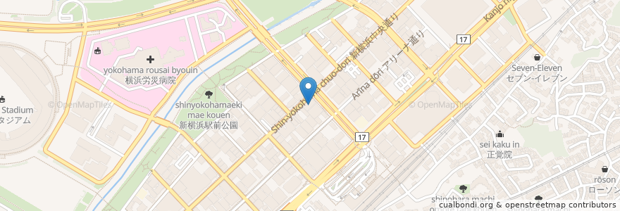 Mapa de ubicacion de 横浜信用金庫 en Jepun, 神奈川県, 横浜市, 港北区.