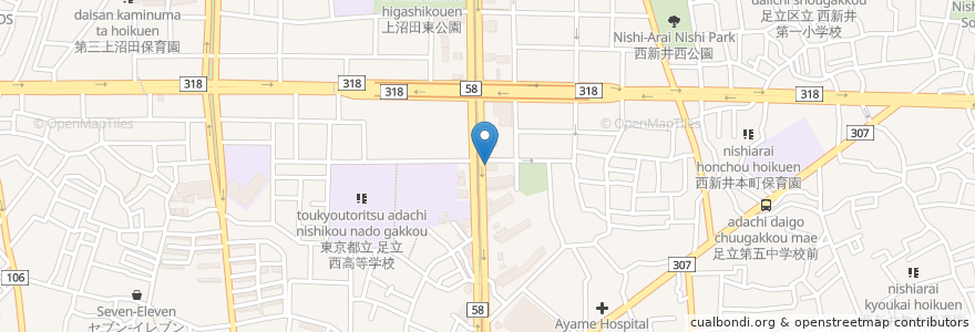 Mapa de ubicacion de サイゼリヤ en Japonya, 東京都, 足立区.
