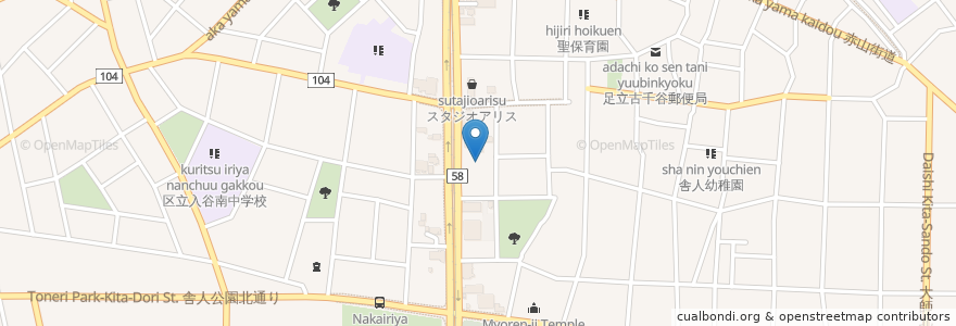 Mapa de ubicacion de 金龍山三 寳院圓通寺 en Japan, 東京都, 足立区.