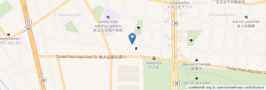 Mapa de ubicacion de 南光寺 en Japón, Tokio, Adachi.