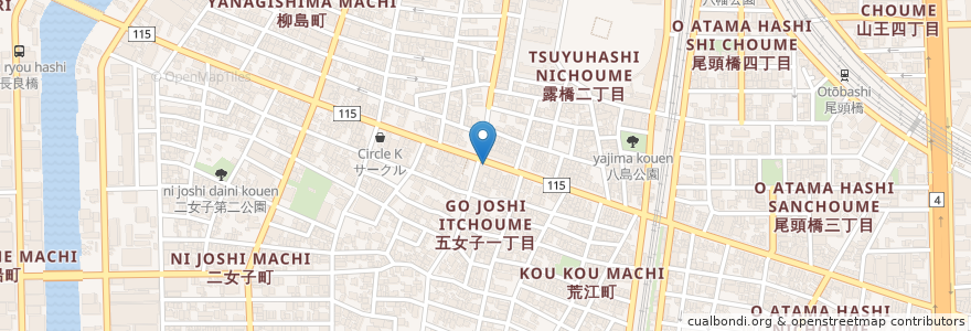 Mapa de ubicacion de 五女子バス停前公衆 en Japan, Aichi Prefecture, Nagoya, Nakagawa Ward.