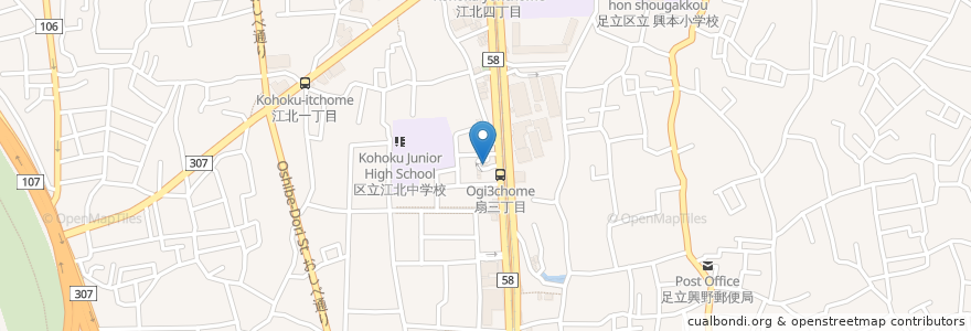 Mapa de ubicacion de マクドナルド en Japonya, 東京都, 足立区.