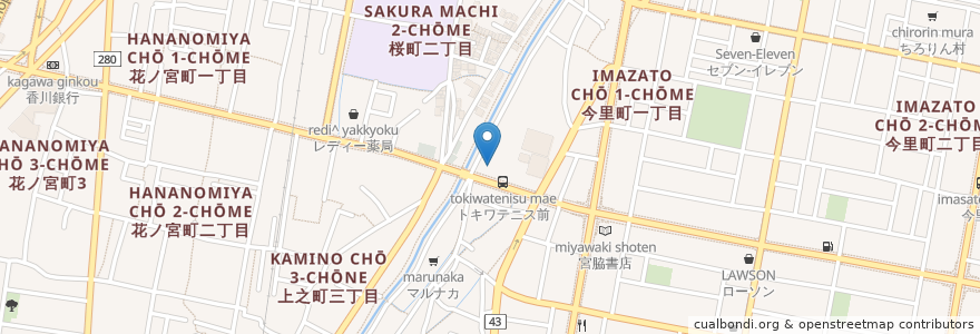 Mapa de ubicacion de 鳴門水産 en ژاپن, 香川県, 高松市.