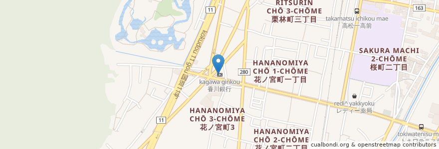 Mapa de ubicacion de 香川銀行 en ژاپن, 香川県, 高松市.