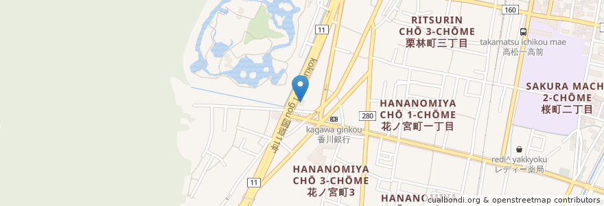 Mapa de ubicacion de マクドナルド en Japon, Préfecture De Kagawa, 高松市.
