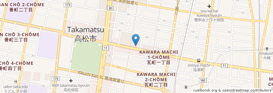 Mapa de ubicacion de 四国銀行 en 日本, 香川県, 高松市.