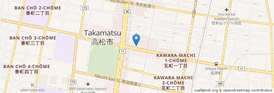 Mapa de ubicacion de 亀戸水神社 en Japan, Präfektur Kagawa, 高松市.