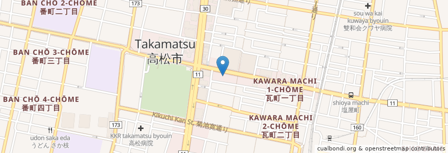 Mapa de ubicacion de 丸亀町町営第４駐車場（丸い亀さんＰ－４。） en Japonya, 香川県, 高松市.
