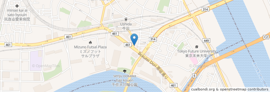 Mapa de ubicacion de タイムズ en 일본, 도쿄도, 足立区.