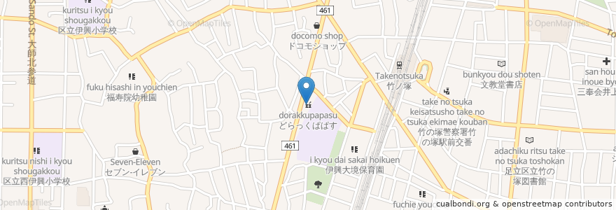 Mapa de ubicacion de どらっくぱぱす en Giappone, Tokyo, 足立区.