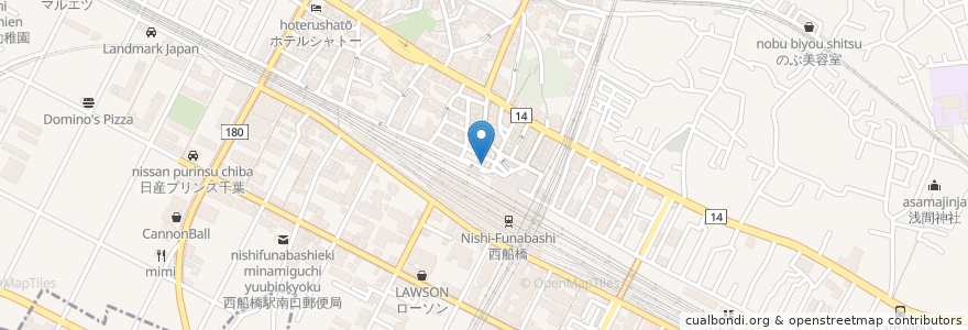 Mapa de ubicacion de 京急バス en 일본, 지바현, 船橋市.