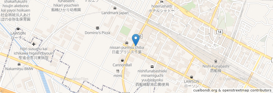 Mapa de ubicacion de 長崎ちゃんぽん en اليابان, 千葉県, 船橋市.