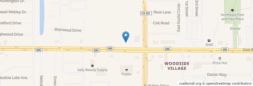 Mapa de ubicacion de East Bay Medical Center en Vereinigte Staaten Von Amerika, Florida, Pinellas County, Largo.