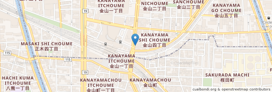 Mapa de ubicacion de マンボー en 日本, 爱知县, 名古屋市.