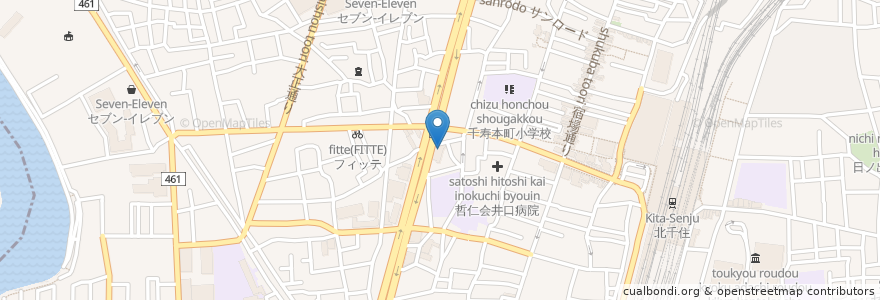 Mapa de ubicacion de 三菱UFJ銀行 en Japão, Tóquio, 足立区.