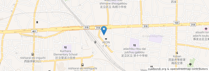 Mapa de ubicacion de モスバーガー en 日本, 東京都, 足立区.