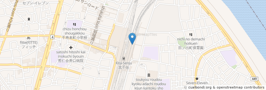 Mapa de ubicacion de スターバックス en Japonya, 東京都, 足立区.