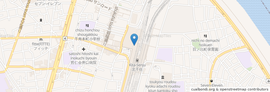 Mapa de ubicacion de スターバックス en 日本, 東京都, 足立区.