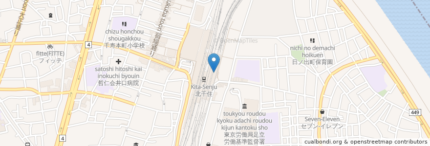 Mapa de ubicacion de ドトールコーヒーショップ en 日本, 东京都/東京都, 足立区.