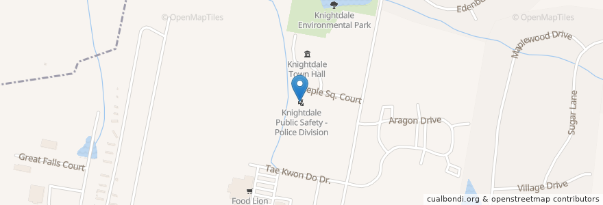 Mapa de ubicacion de Knightdale Public Safety - Police Division en 미국, 노스캐롤라이나, Wake County, Knightdale.