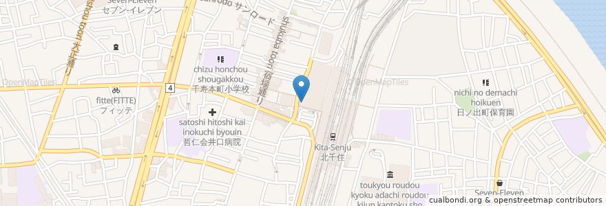 Mapa de ubicacion de ドトールコーヒーショップ en Jepun, 東京都, 足立区.