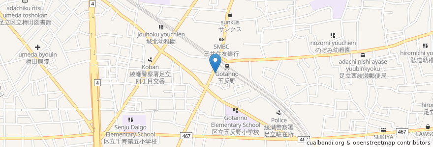 Mapa de ubicacion de ドトールコーヒーショップ en Japon, Tokyo, 足立区.