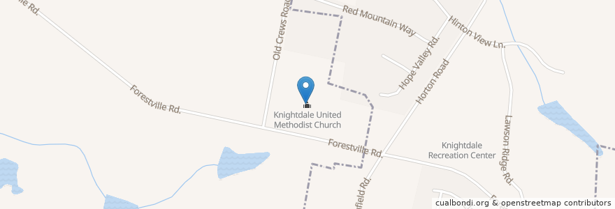 Mapa de ubicacion de Knightdale United Methodist Church en アメリカ合衆国, ノースカロライナ州, Wake County, Knightdale.