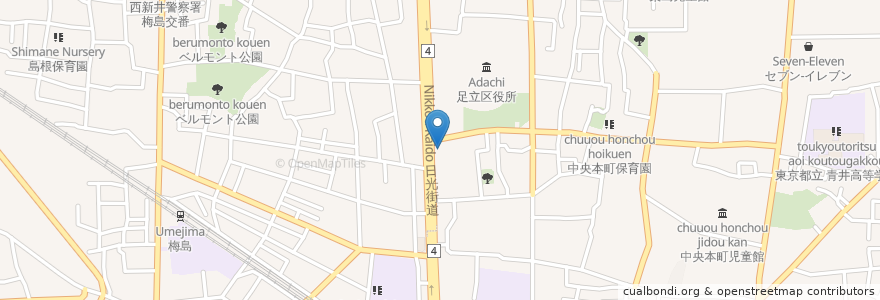 Mapa de ubicacion de デニーズ en ژاپن, 東京都, 足立区.
