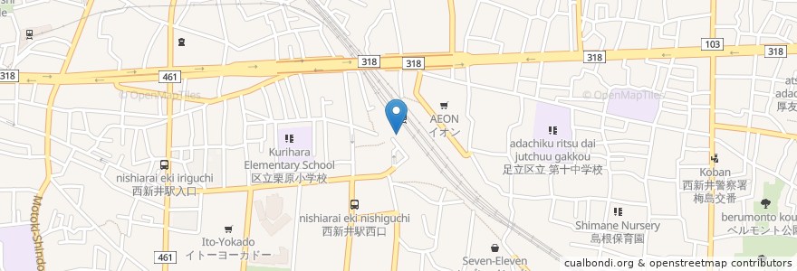 Mapa de ubicacion de 吉野家 en 日本, 东京都/東京都, 足立区.
