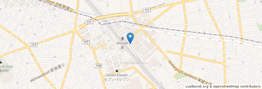 Mapa de ubicacion de 吉野家 en اليابان, 埼玉県, 蕨市.