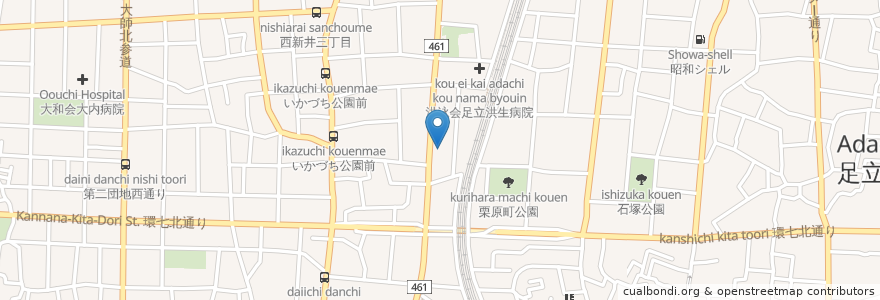 Mapa de ubicacion de すき家 en 일본, 도쿄도, 足立区.