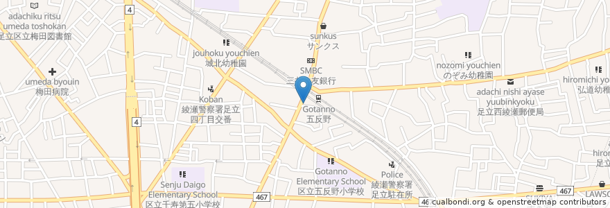 Mapa de ubicacion de すき家 en Japon, Tokyo, 足立区.