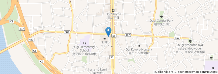 Mapa de ubicacion de すき家 en Japon, Tokyo, 足立区.