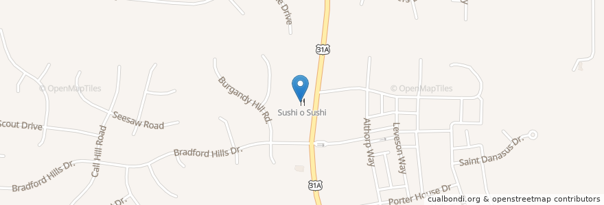 Mapa de ubicacion de Sushi o Sushi en Amerika Birleşik Devletleri, Tennessee, Nashville-Davidson.