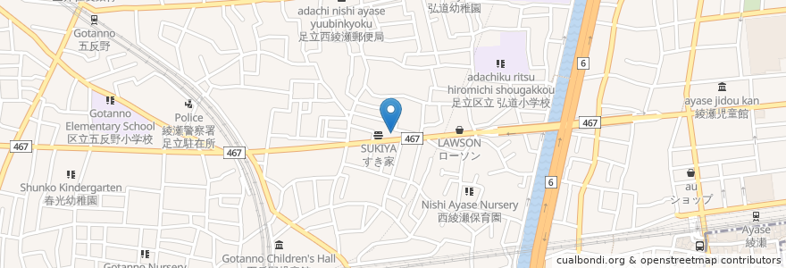 Mapa de ubicacion de すき家 en Japan, 東京都, 足立区.