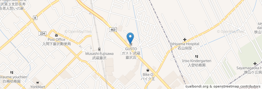 Mapa de ubicacion de GUSTO en Japan, Saitama Prefecture, Iruma.