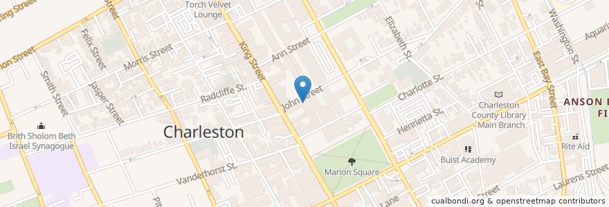 Mapa de ubicacion de Rue De Jean en 美利坚合众国/美利堅合眾國, 南卡罗来纳州 / 南卡羅萊納州, Charleston County, Charleston.